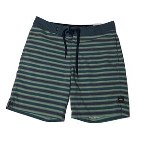 Vans Men's Swim / Boardshorts Size 30 Striped Green & Navy Polyester Hybrid
